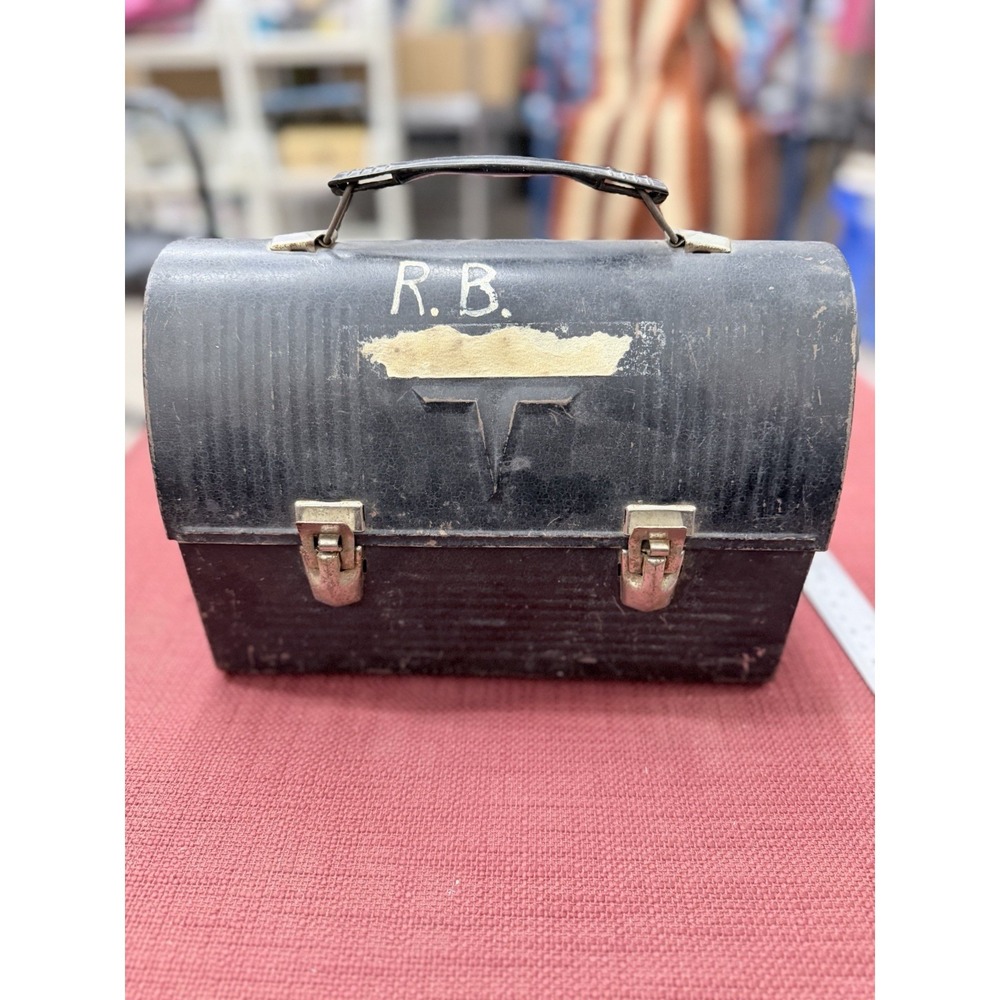 Vintage Thermos Lunch Box‎ Metal Color Black With Thermos